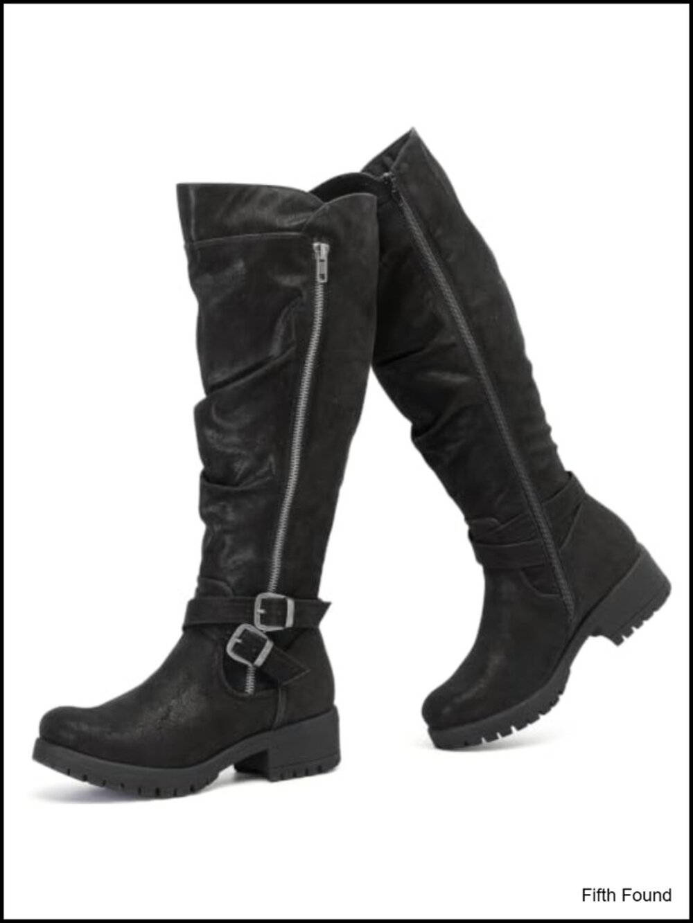 Women's Faux Leather Knee High Slouchy Fashion Boots Round Toe Side Zip